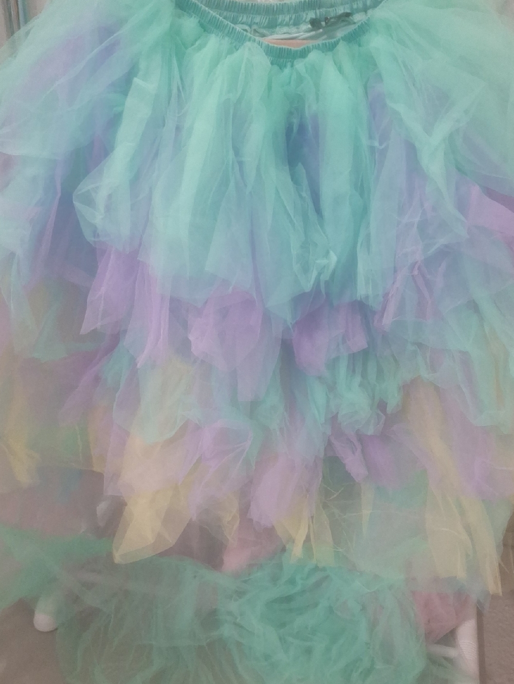 Pastel Tiered Tulle High-Low Strapless DRESS L/XL This Is New Without Tags - Picture 9 of 10